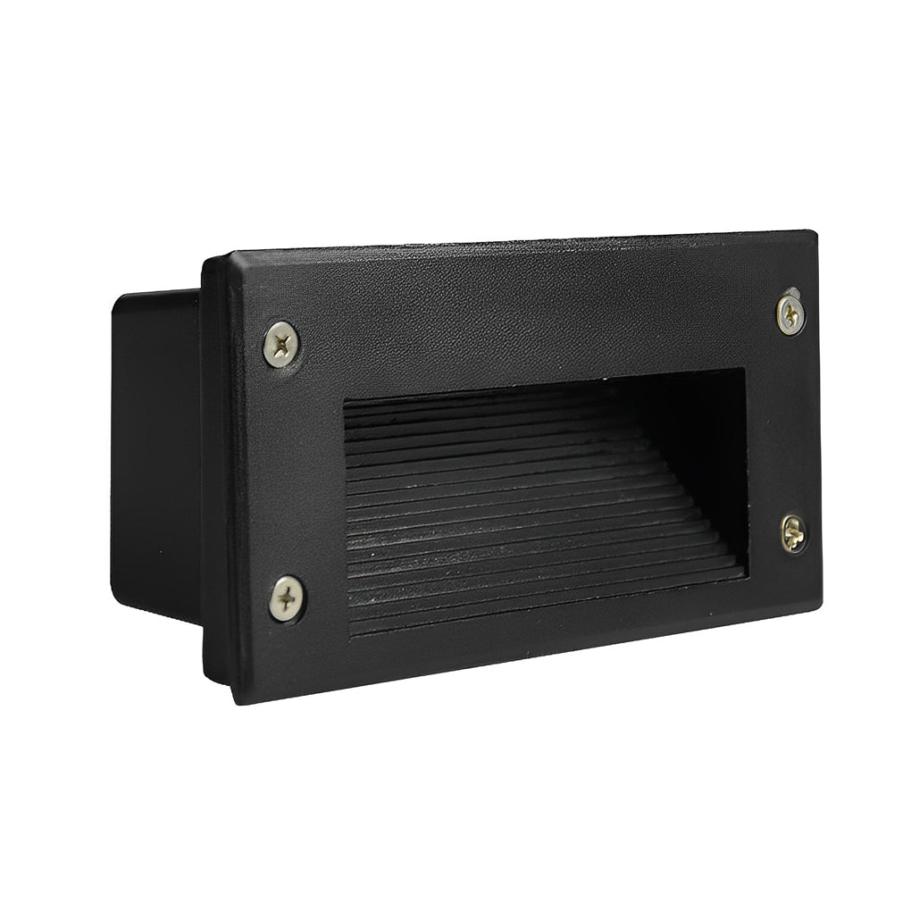Recessed LED Step Light in Black Aluminum for Modern Architecture