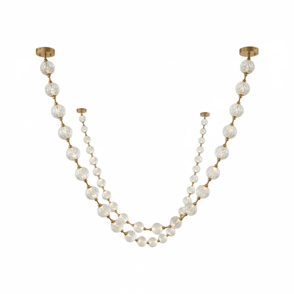 Strand Necklace Chandelier — Modern Gold & Acrylic LED Pendant Light