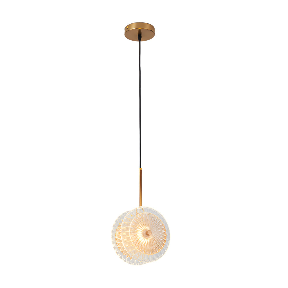 Modern Crystal Glass Disc Pendant Light With Led 1 Light Round Hanging Lamp