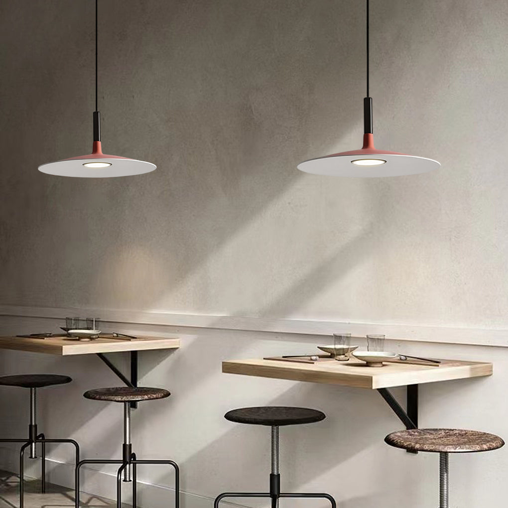 Nordic Flat Dish LED Pendant Light – Minimalist Ceiling Hanging Lamp