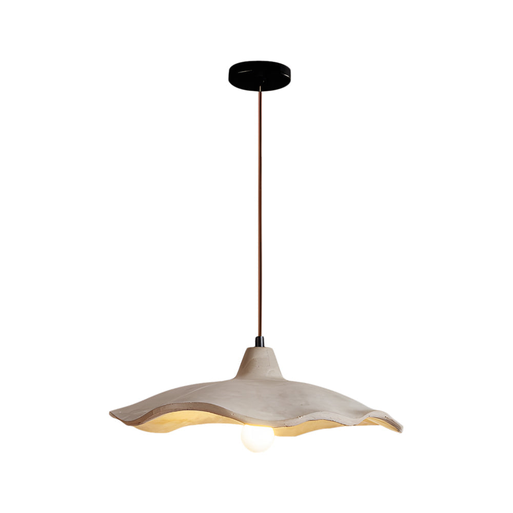 Japanese 1 Light Cement Wavy Pendant