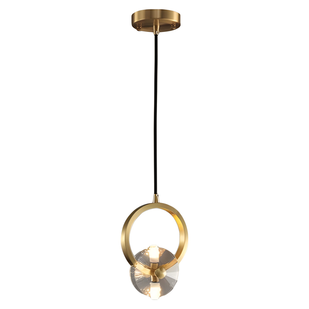 1 3 Light Round Copper Crystal Led Pendant Light