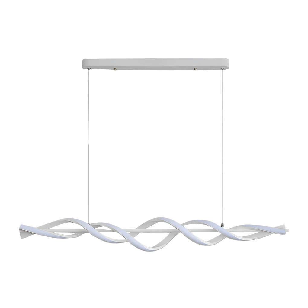 Spiral Linear LED Pendant Light in White for Modern Dining Rooms