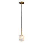 Crystal Cube Brass Pendant Light 1 Light Copper Rod Kitchen Island Lighting