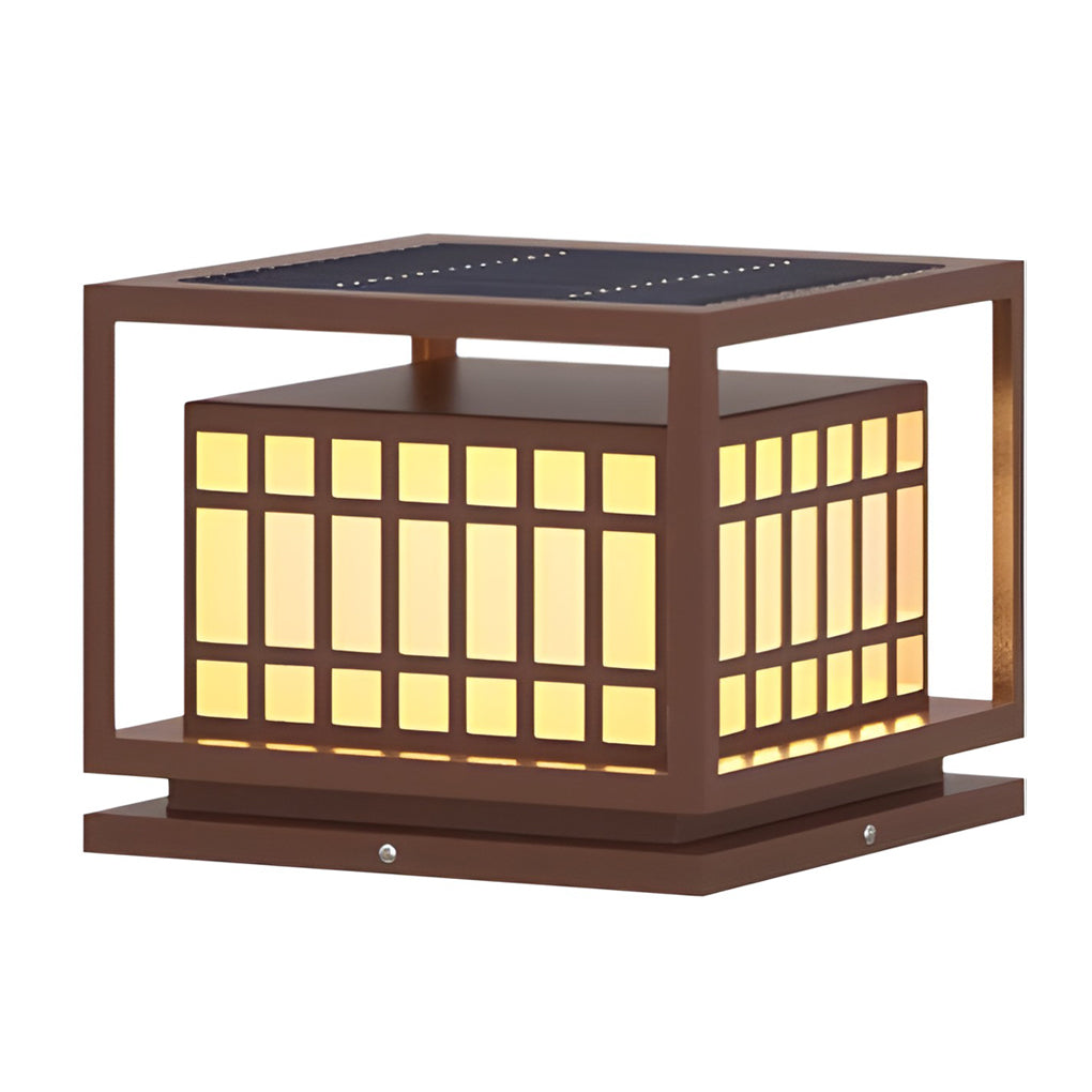 Square Led Waterproof Brown Outdoor Post Light