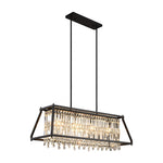 Trapezoidal Black Metallic Crystal Dining Room Chandeliers 2 Sizes