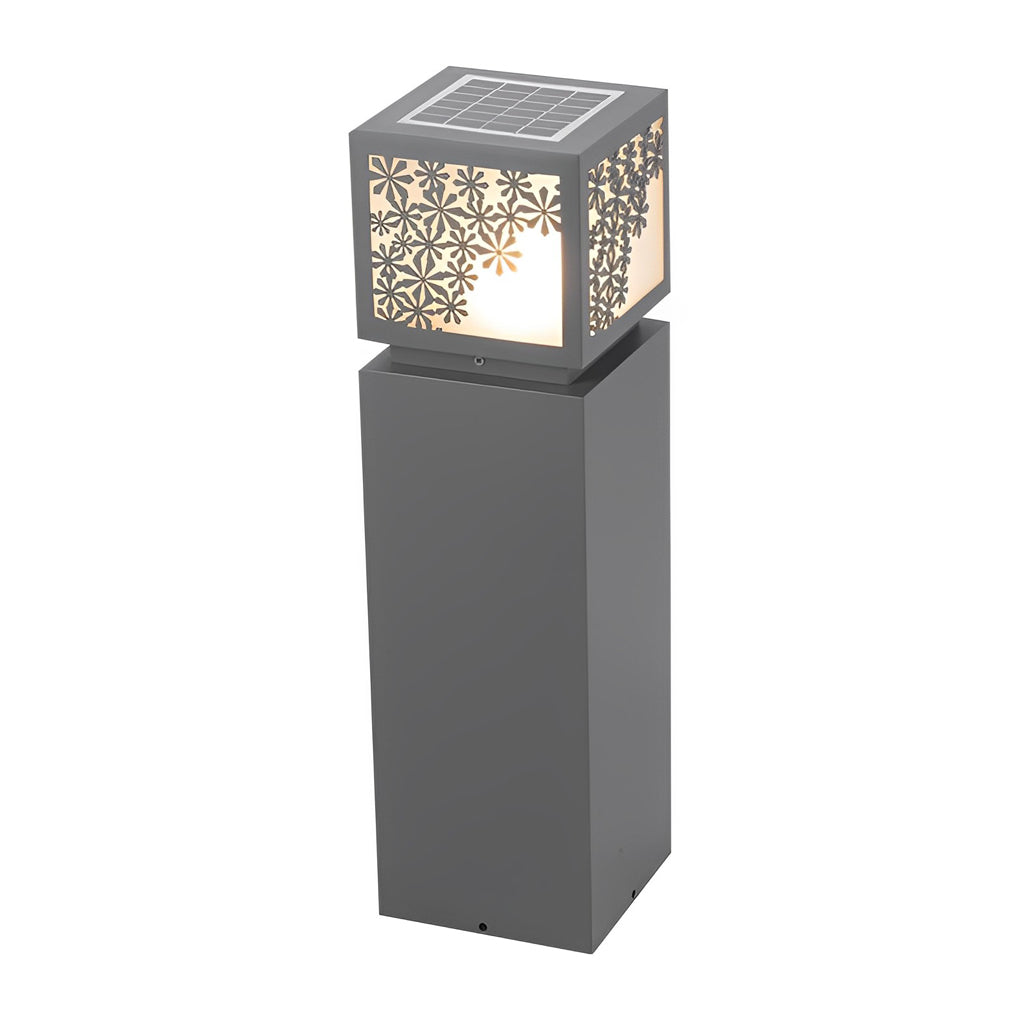 Snowflake Solar LED Bollard Light – Modern Outdoor Pathway Lamp in Black