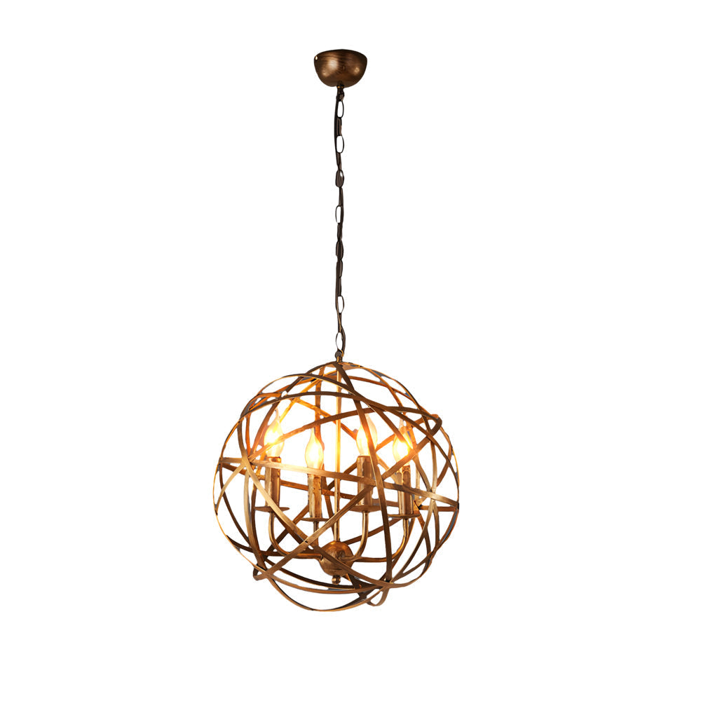 Iron Lines Ball Spherical Creative Led Industrial Style Chandelier