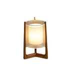 Rustic Japanese Style Wood Standing And Double Shaded Led Floor Lamp