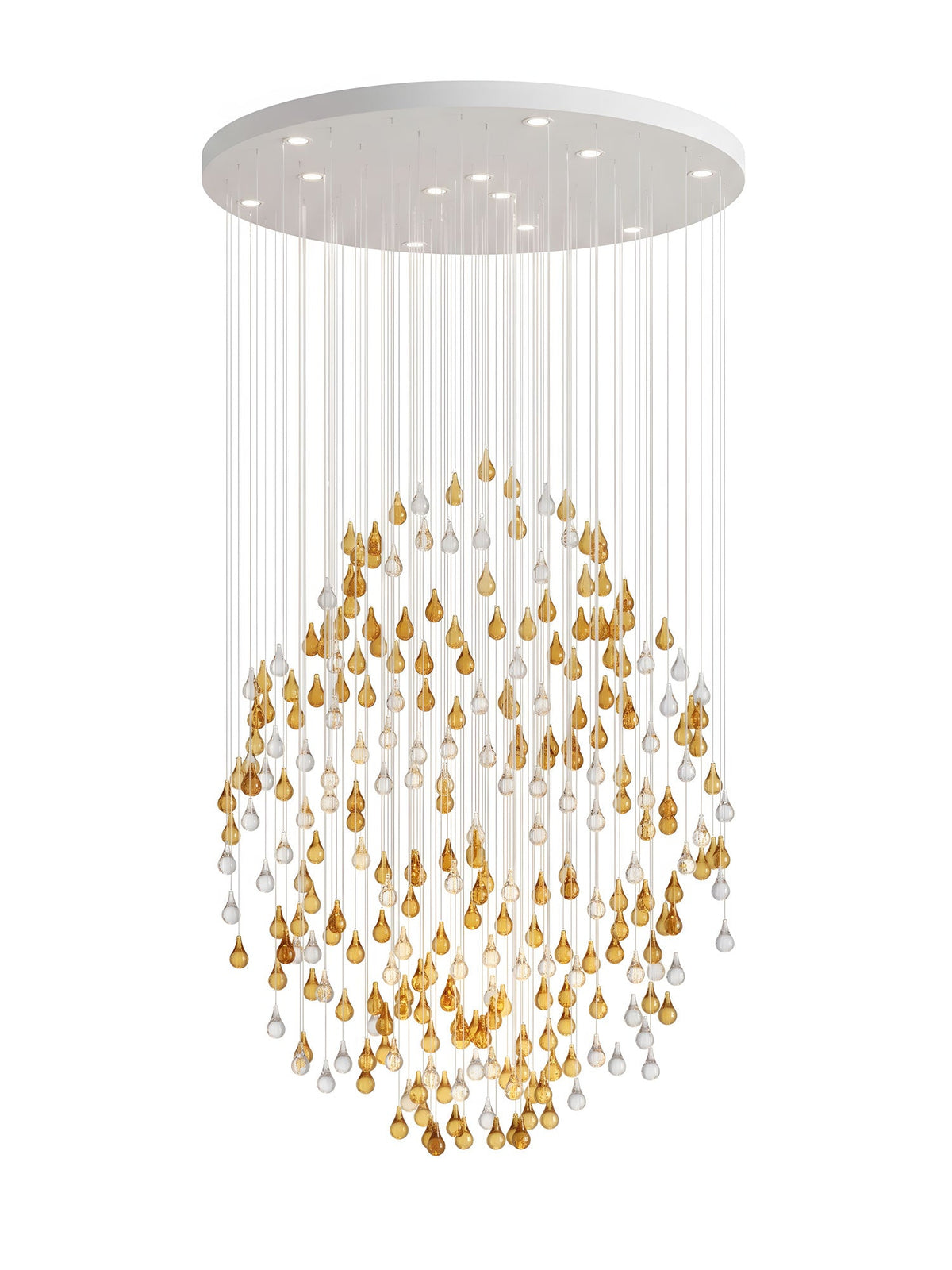 Droplets Sculpture Chandelier – Modern Glass Pendant Light for Dining Room and Living Room
