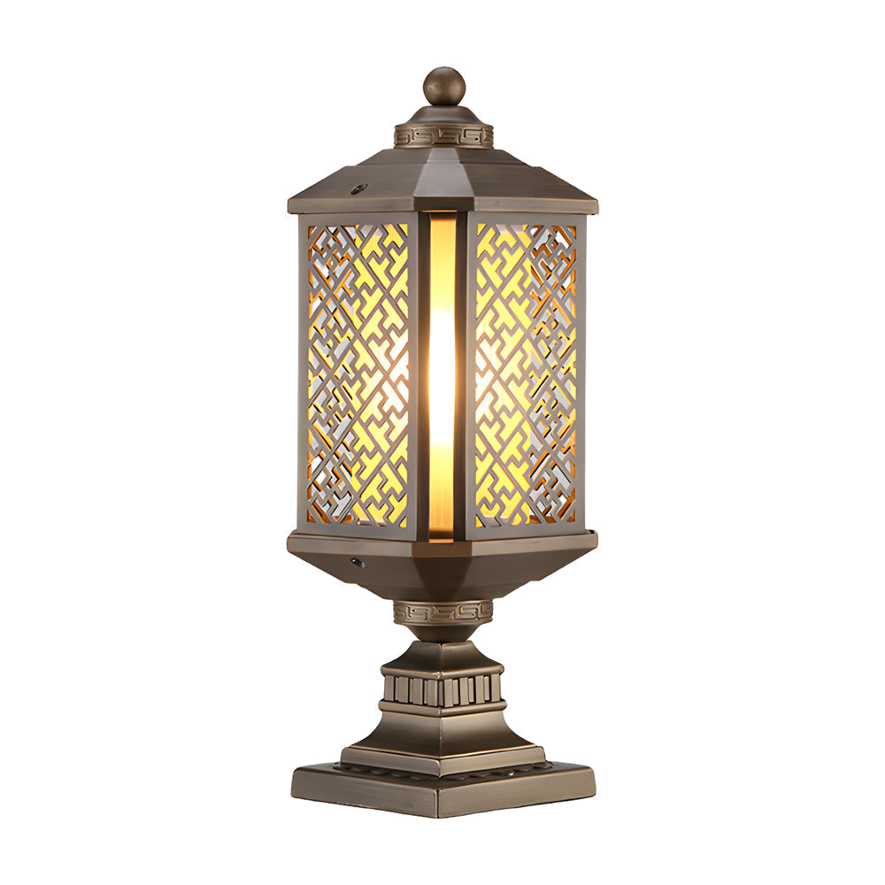 Antique Die Cast Aluminum Waterproof Glass Shade Retro Fence Post Lights