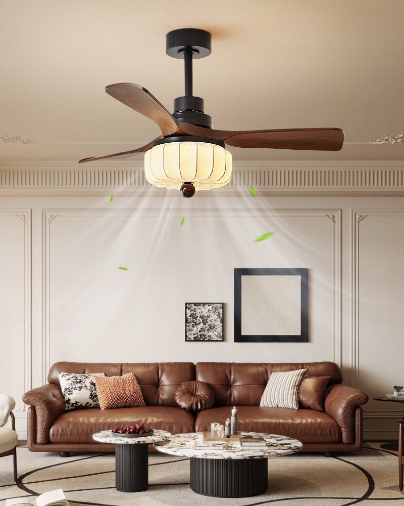Elira Vintage Ceiling Fan with Light — Walnut Blades & Integrated LED