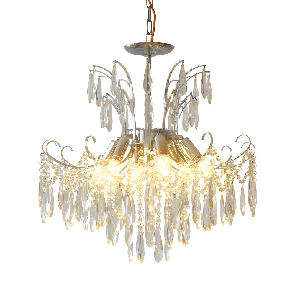 Elegant Glass Crystal Pendant 3 Step Dimming French Style Chandelier