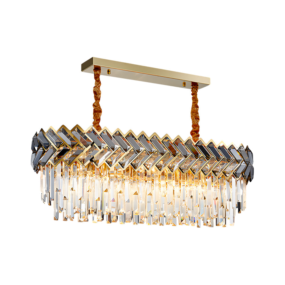 Modern Led Dimmable Dining Room Crystal Chandelier Round Rectangle