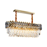 Modern Led Dimmable Dining Room Crystal Chandelier Round Rectangle
