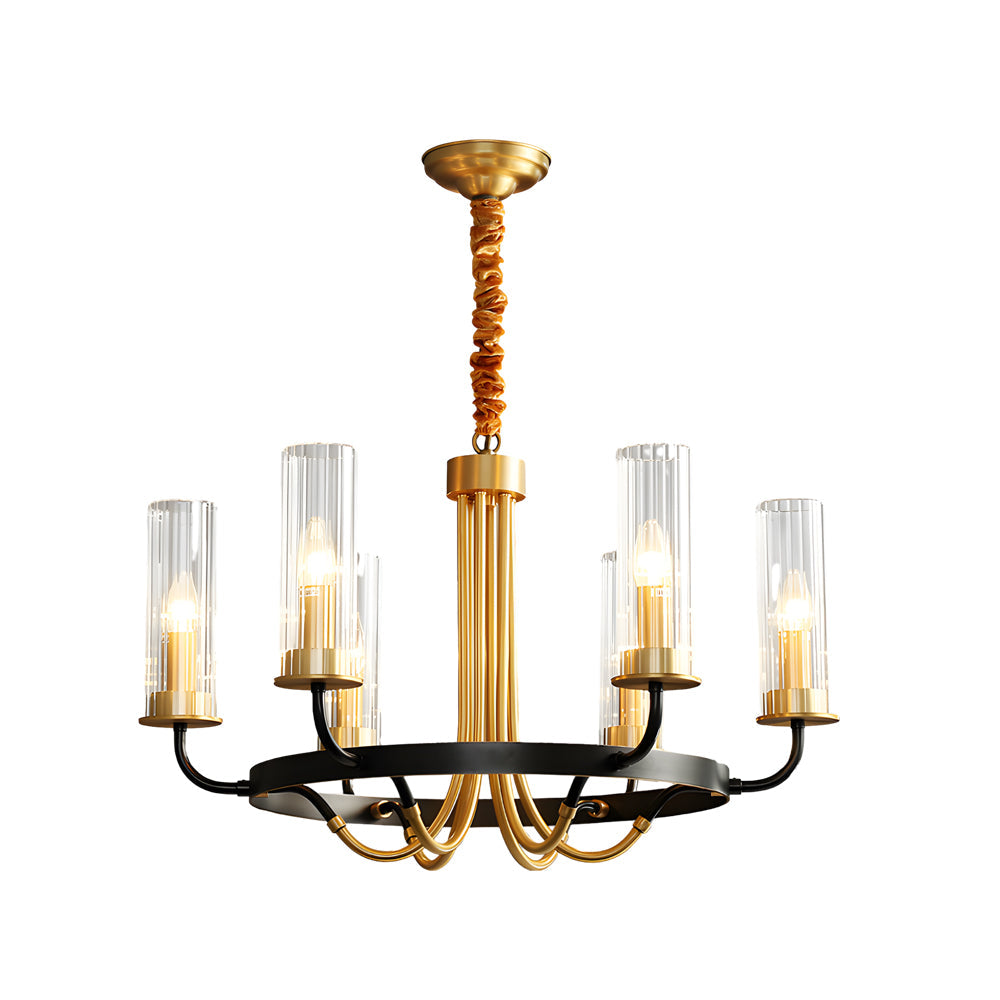 6 8 Light Candlelight Wagon Wheel Chandelier With Glass Shades