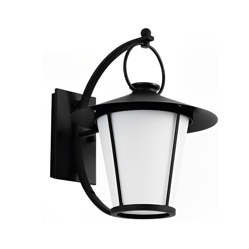 1 Light 13 In Vintage White Opal Frosted Glass Black Outdoor Wall Light