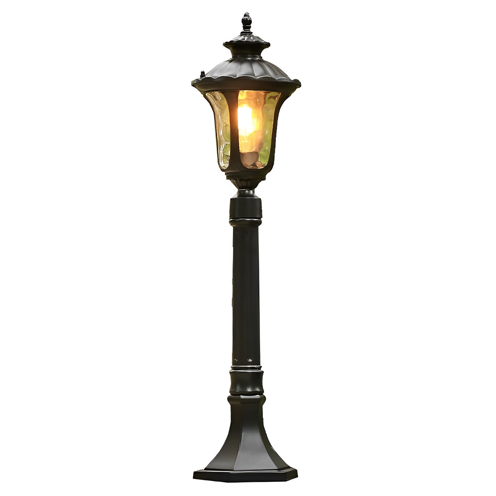 Classic Black LED Outdoor Post Light with Water Glass Lens