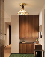 Butterfly Bloom Ceiling Light – Art Glass Flush Mount with Brass Accents
