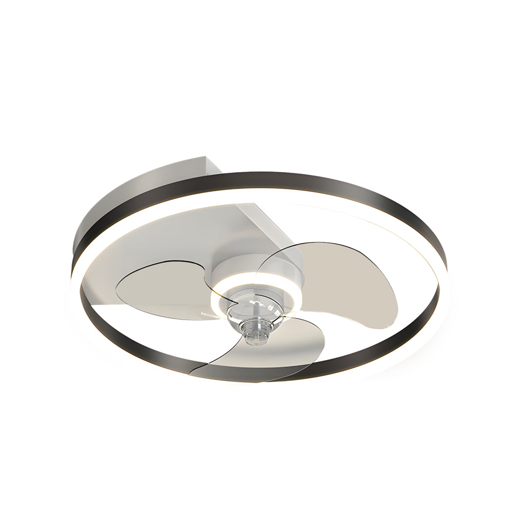 Simple Round Silent Led Three Step Dimming Modern Flush Mount Ceiling Fans