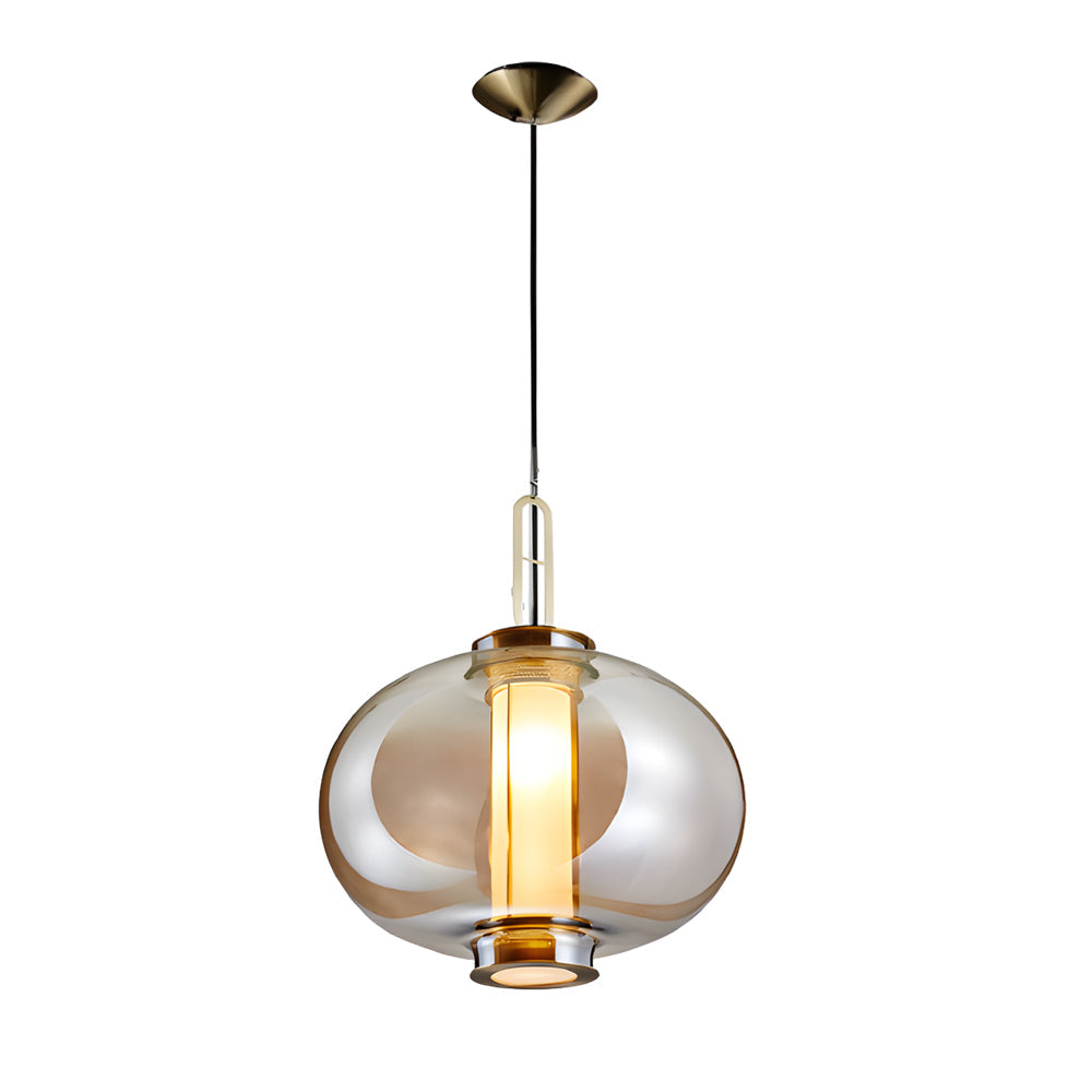 1 Light Amber Glass Shade Post Modern Pendant Lights Hanging Lamp