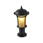 Heritage Iron LED Garden Lantern with Handcrafted Glass Shade