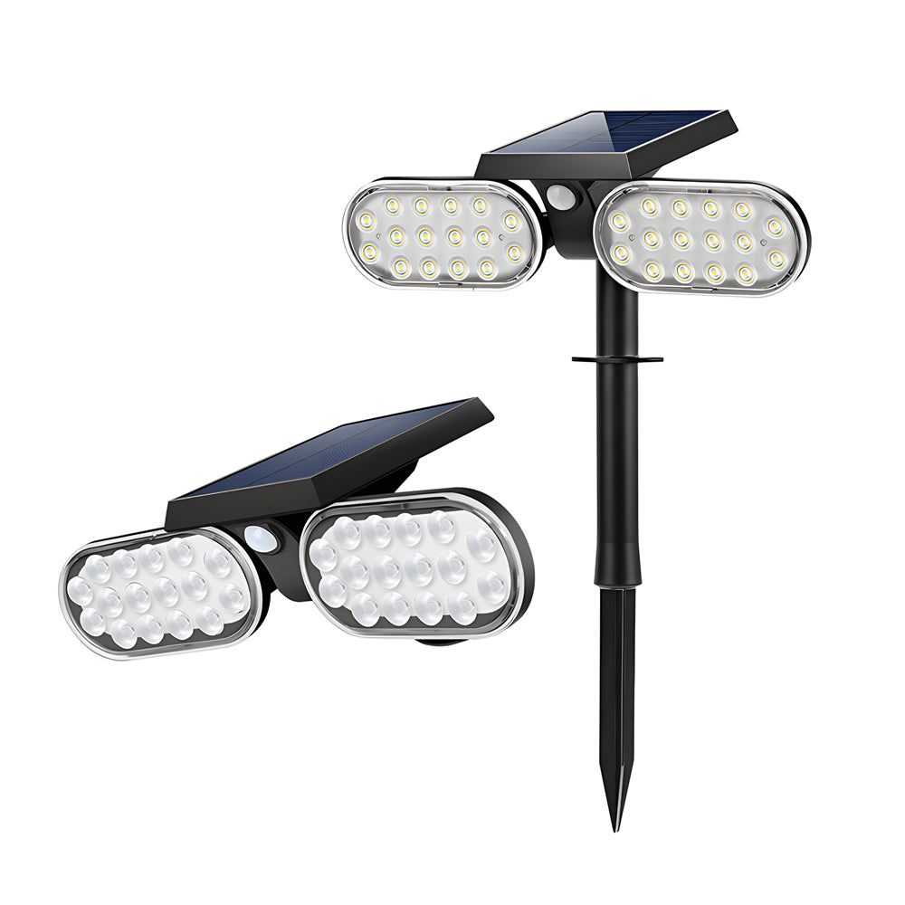 2 Head Modern Black Solar Led Spotlight With Motion Sensor Rotatable
