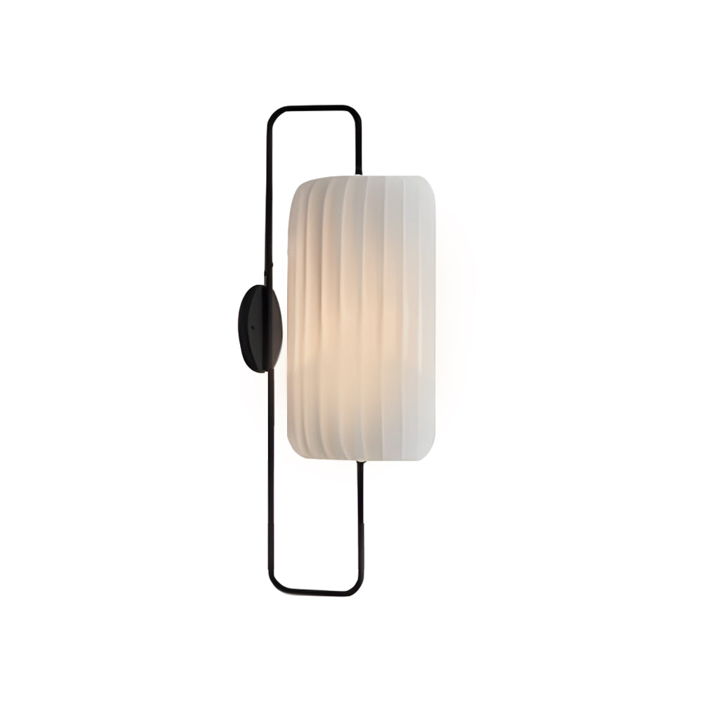 Japanese Style Led Wall Lantern Sconce With Striped Fabric Shade