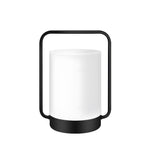 Modern Black Portable Outdoor Table Lamp With White Cylinder Shade Usb Ip65