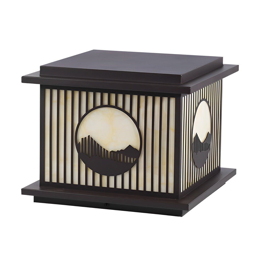 Retro Mountain Scenery Solar Pillar Lamp Ha080741