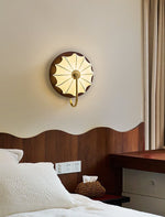 Elowen Fabric Wall Sconce — Modern Brass & Wood LED Wall Light