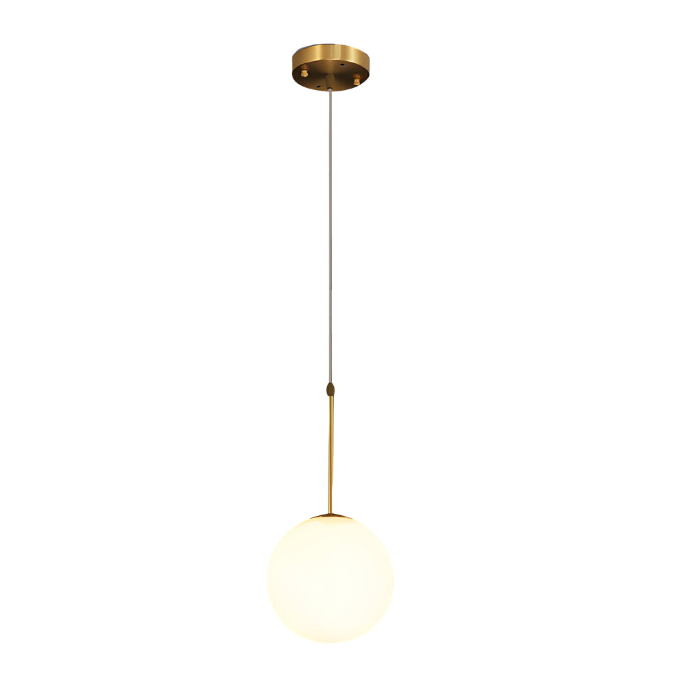Modern 1 3 Light White Glass Globe Island Pendant Light In Gold Finish