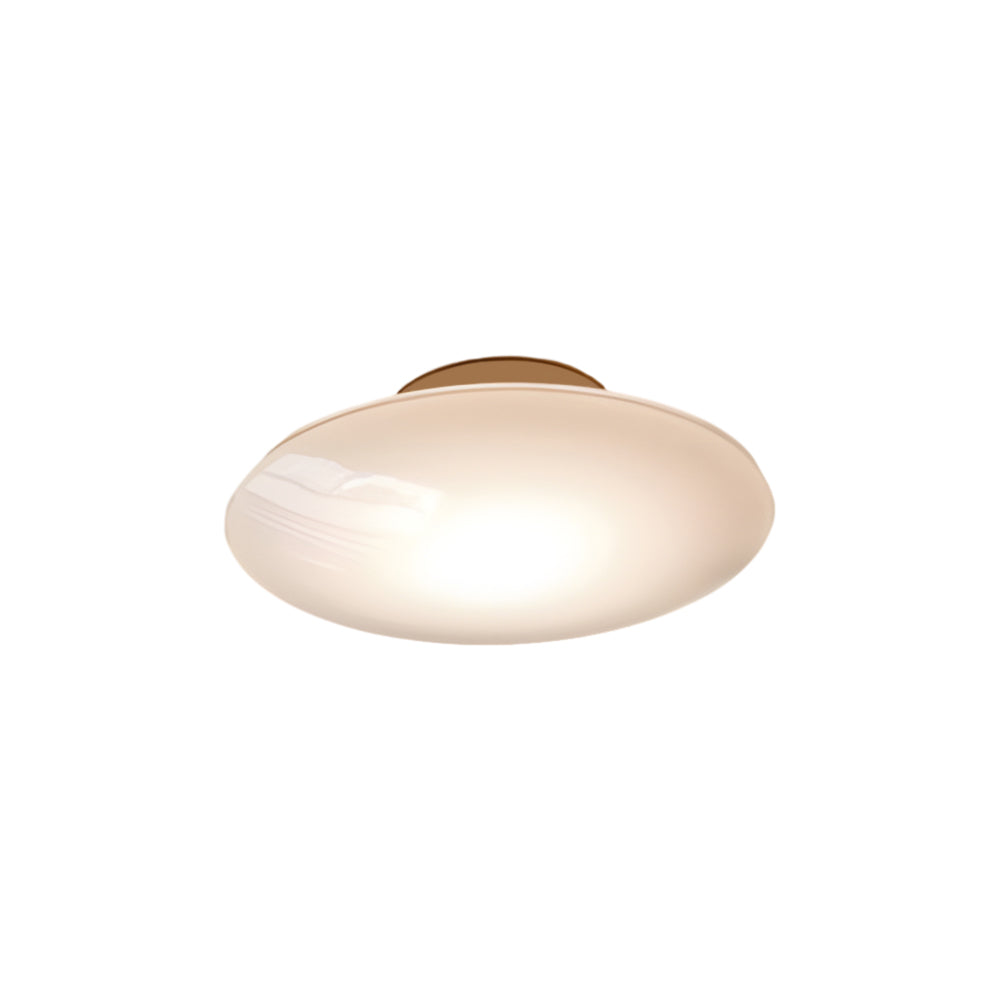 Modern White Glass Led Flush Mount Ceiling Lamp For Bedroom Minimalist Style
