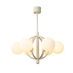 19 68 In Midcentury 6 Light Beige Glass Sphere Chandelier
