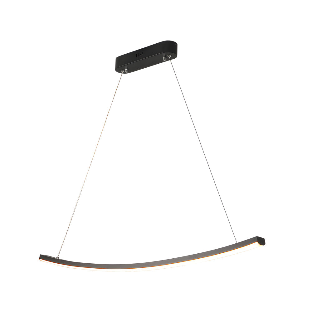 Modern Led Linear Arcing Pendant Lighting Matte Black Fixture For Dining Room Kitchen Island