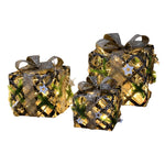 Set of 3 Festive Gift Box Decorations in Modern Style for Holiday Interiors
