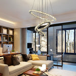 3 Ring Adjustable Circles Tiered Crystal Bling Hanging Modern Chandeliers