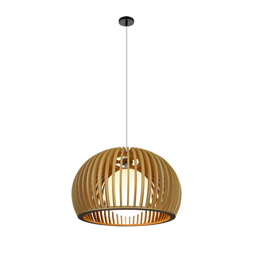 Hemispherical Wood Birdcage Glass Ball Shade Creative Modern Chandelier Li002752