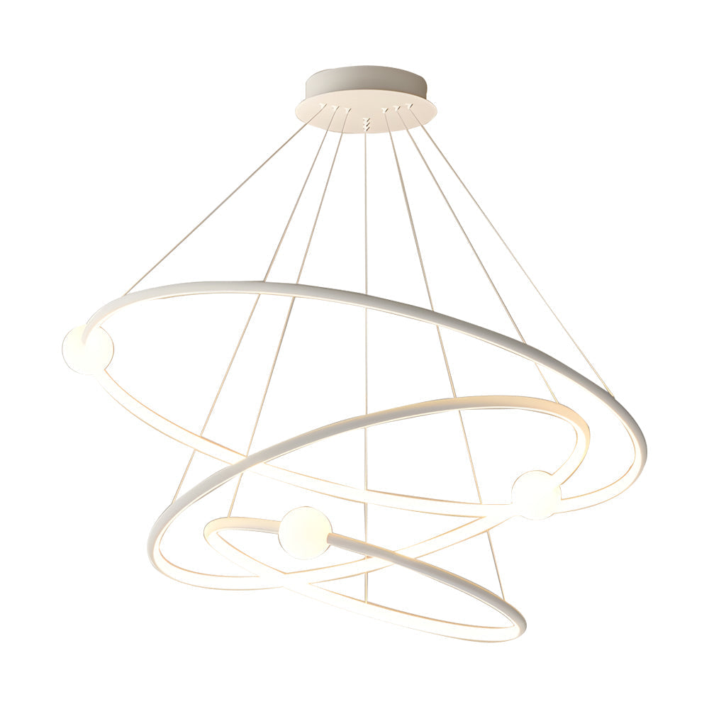White Black Circular Pendant Lamp Dimmable Led Rings Chandelier