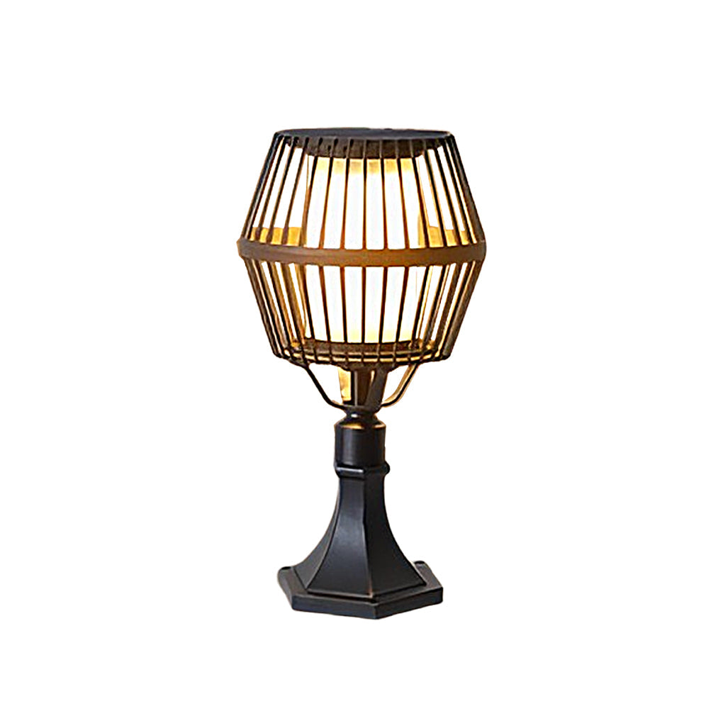 Matte Black Solar Caged Lantern for Modern Outdoor Spaces