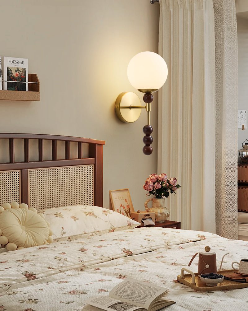 Colette Globe Wall Sconce in Gold or Walnut | Modern Luxury Lighting