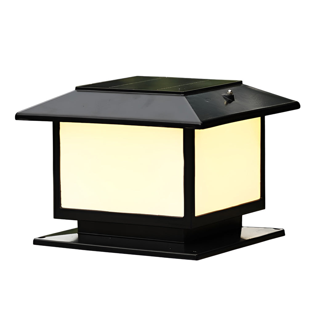 Solar-Powered Aluminum Post Cap Light with Three-Step Dimming for Modern Outdoor Spaces