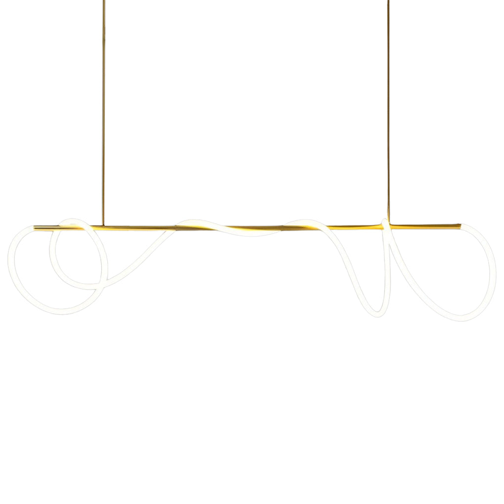Modern LED Chandelier in Gold Finish with Flexible Metal Frame