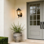 Hexagonal Vintage Outdoor Wall Sconce in Black Brass