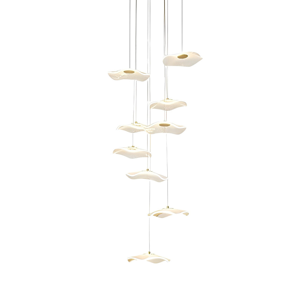 Lotus Leaves Led Staircase Chandelier Ha093921