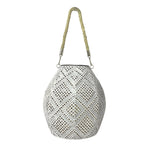 Moroccan Portable Hanging White Solar Led Outdoor Patterned Lantern