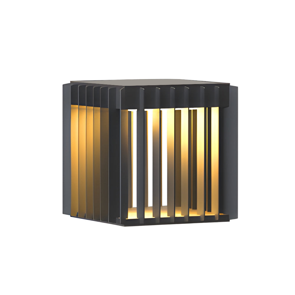 Black Square Pier Mount Outdoor Post Light Garden Wired Solar Pillar Light