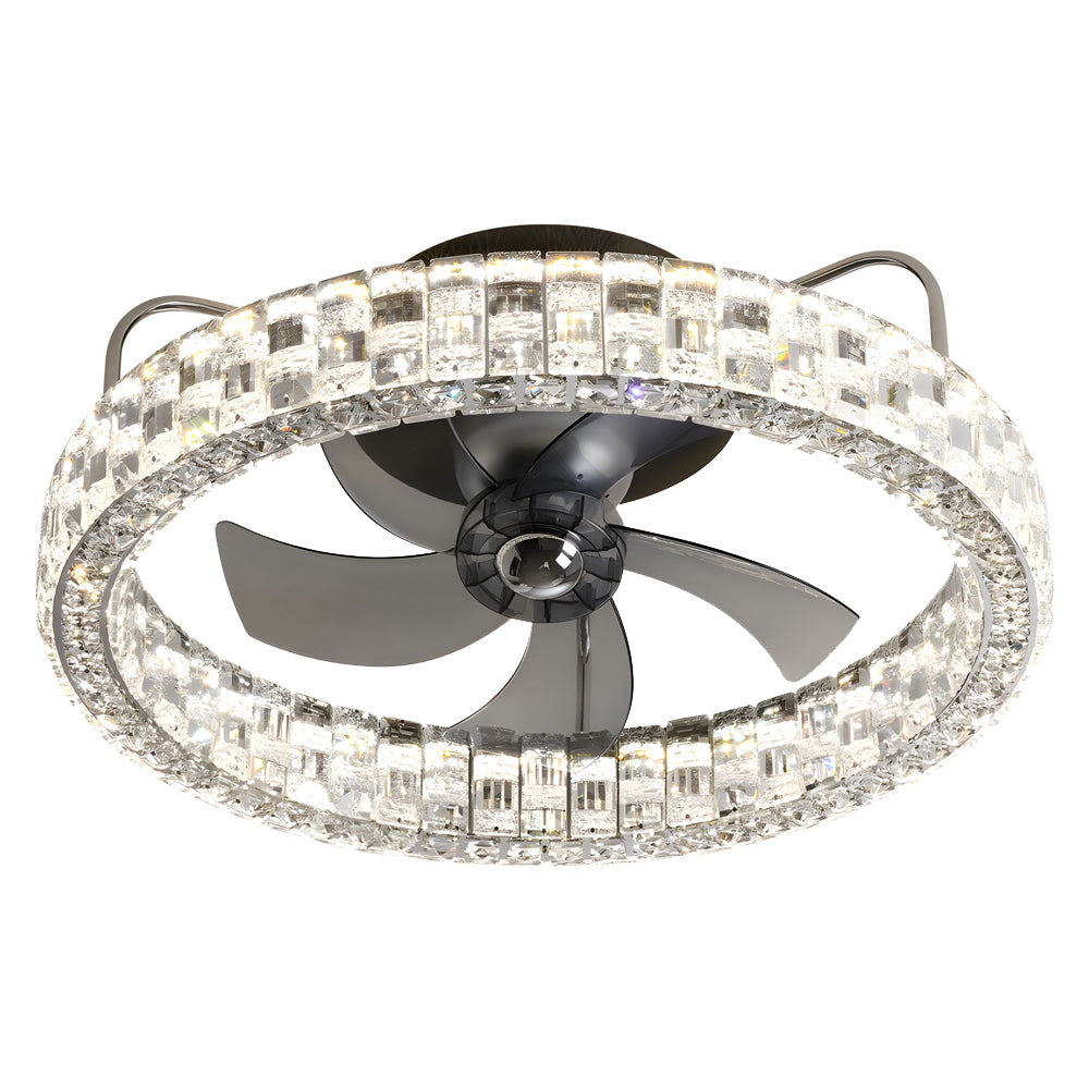 23 6 In Crystal Led Lighting Semi Enclosed Low Profile Ceiling Fan