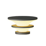 Modern Round Outdoor Pillar Lights in Black Stainless Steel