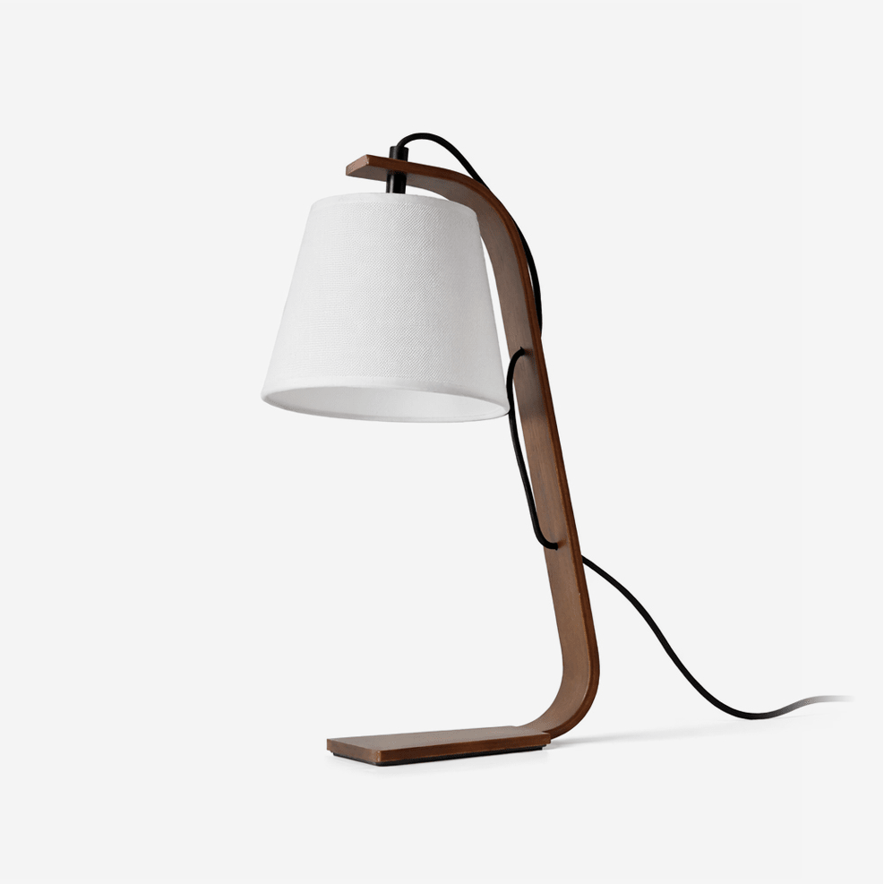 Lurien Sculptural Wood Table Lamp with Fabric Shade for Modern Interiors